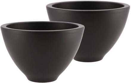 DK Design Bloempot/plantenpot - 2x - Vinci - zwart mat - voor kamerplant - D15 x H23 cm