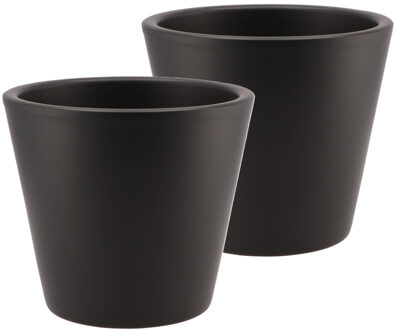 DK Design Bloempot/plantenpot - 2x - Vinci - zwart mat - voor kamerplant - D19 x H21 cm