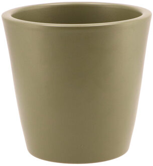 DK Design Bloempot/plantenpot - Vinci - olijfgroen mat - voor binnen - D16 x H18 cm