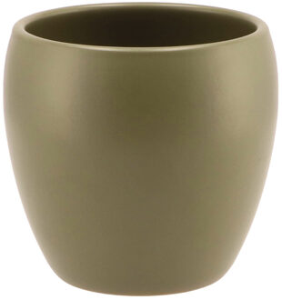 DK Design bloempot/plantenpot Vinci - olijfgroen mat - voor kamerplant - D13 x H14 cm - Plantenpotten