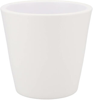 DK Design Bloempot/plantenpot - Vinci - wit mat - voor kamerplant - D16 x H18 cm - Plantenpotten