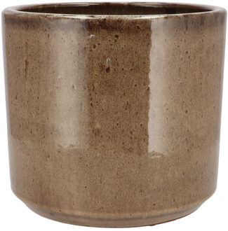 DK Design Bloempot - rond - Brown Glaze - taupe - 21x24 cm - glanzend