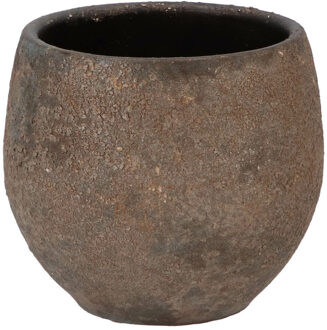 DK Design Bloempot rond model Maya - roestbruin - D16 x H18 cm - rustiek