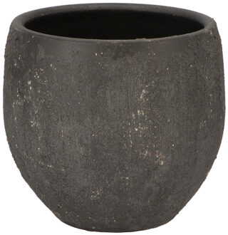 DK Design Bloempot rond model Maya - verweerd zwart - D18xH20 cm - rustiek