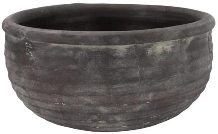 DK Design Bloempot/schaal laag - model Gamla - antraciet grijs - structuur streep - 31 x 31 x 14 cm