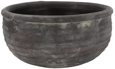 DK Design Bloempot/schaal laag - model Gamla - antraciet grijs - structuur streep - 39 x 39 x 20 cm