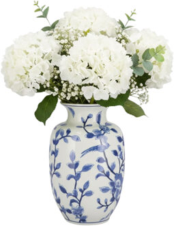 DK Design Chinese vaas Asian - blauw - porselein - D21 x 32 cm - bloemenvaas