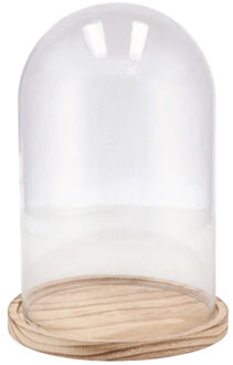 DK Design Decoratie stolp - glas - houten bruin plateau - D12 x H16 cm