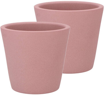 DK Design DK Design bloempot/plantenpot - 2x - Vinci - lichtroze mat - voor kamerplant - D13 x H15 cm - Plantenpotten