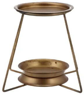 DK Design Geurbrander voor amberblokjes/geurolie rond - metaal - goud - 10 x 18 x 13 cm