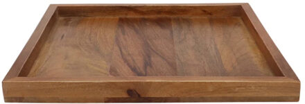 DK Design Kaarsenbord/decoratie dienblad Mumbai - mangohout - 32 x 32 cm - vierkant