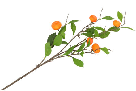 DK Design Kunstbloem citrusfruit tak mandarijn/clementine - 80 cm - oranje - losse steel - Kunst zijdebloemen