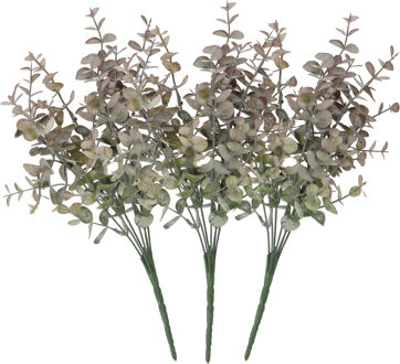 DK Design Kunstbloem Eucalyptus tak - 3x - 33 cm - saliegroen - bundel/bosje - Kunst zijdebloemen