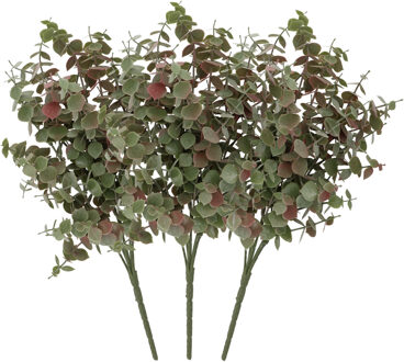 DK Design Kunstbloem Eucalyptus tak - 3x - 47 cm - saliegroen - bundel/bosje - Kunst zijdebloemen