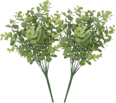 DK Design Kunstbloem Eucalyptus tak bundel - 2x - 33 cm - groen - Kunstbloemen