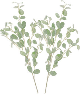 DK Design Kunstbloem Eucalyptus tak Real Touch - 2x - 90 cm - lichtgroen - Kunstbloemen