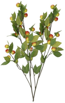DK Design Kunstbloem fruit tak met appels - 2x - 90 cm - rood/groen - Kunst zijdebloemen
