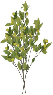 DK Design Kunstbloem fruit tak met appels - 3x - 90 cm - groen - Kunst zijdebloemen