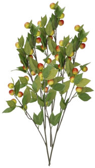 DK Design Kunstbloem fruit tak met appels - 3x - 90 cm - rood/groen - Kunst zijdebloemen