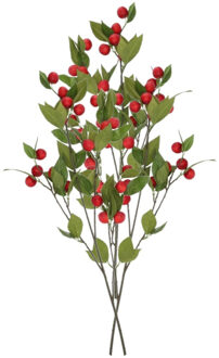 DK Design Kunstbloem fruit tak met appels - 3x - 90 cm - rood - Kunst zijdebloemen