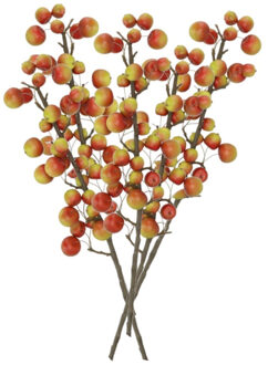 DK Design Kunstbloem fruit tak met appels - 5x - 66 cm - rood/groen - Kunst zijdebloemen