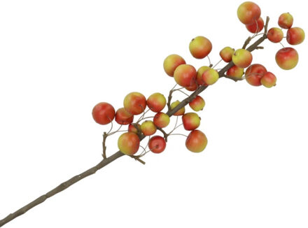 DK Design Kunstbloem fruit tak met appels - 66 cm - rood/groen - Kunst zijdebloemen