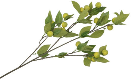 DK Design Kunstbloem fruit tak met appels - 90 cm - groen - Kunst zijdebloemen - Kunstbloemen