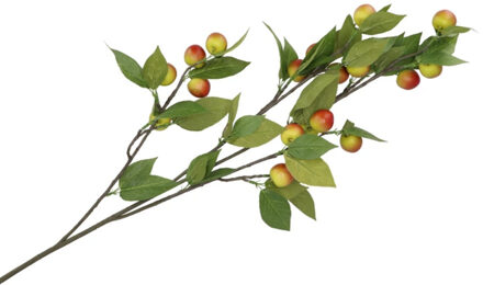 DK Design Kunstbloem fruit tak met appels - 90 cm - rood/groen - Kunst zijdebloemen