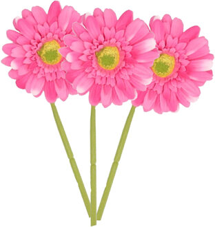 DK Design Kunstbloem Gerbera - 3x - 72 cm - fuchsia - Real Touch - kunst zijdebloemen