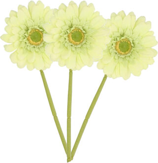 DK Design Kunstbloem Gerbera - 3x - 72 cm - lichtgroen - Real Touch - kunst zijdebloemen