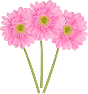DK Design Kunstbloem Gerbera - 3x - 72 cm - roze - Real Touch - kunst zijdebloemen