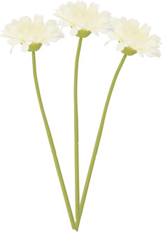 DK Design Kunstbloem Gerbera - 3x - 72 cm - wit - Real Touch - kunst zijdebloemen