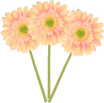 DK Design Kunstbloem Gerbera - 3x - 72 cm - zalmkleurig - Real Touch - kunst zijdebloemen