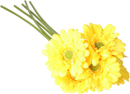 DK Design Kunstbloem Gerbera - 5x - 72 cm - geel - Real Touch - kunst zijdebloemen