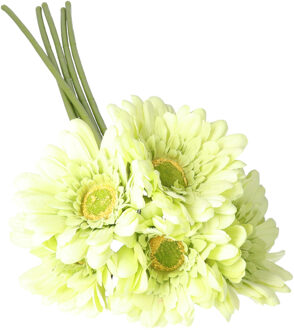 DK Design Kunstbloem Gerbera - 5x - 72 cm - lichtgroen - Real Touch - kunst zijdebloemen