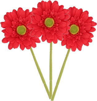 DK Design Kunstbloem Gerbera - 5x - 72 cm - rood - Real Touch - kunst zijdebloemen