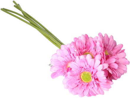 DK Design Kunstbloem Gerbera - 5x - 72 cm - roze - Real Touch - kunst zijdebloemen