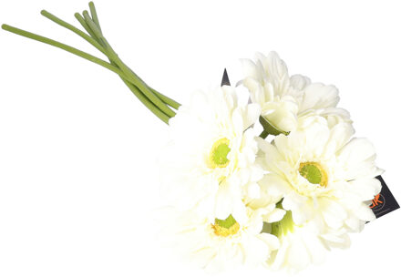 DK Design Kunstbloem Gerbera - 5x - 72 cm - wit - Real Touch - kunst zijdebloemen