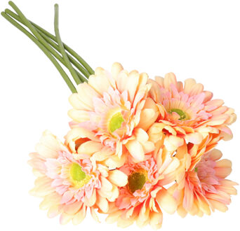 DK Design Kunstbloem Gerbera - 5x - 72 cm - zalmkleurig - Real Touch - kunst zijdebloemen