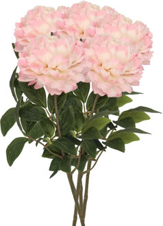 DK Design Kunstbloem pioenroos - 5x - zalm kleurig - zijde - 71 cm - kunststof steel - decoratie bloemen