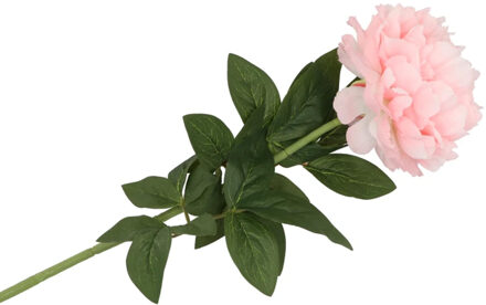 DK Design Kunstbloem pioenroos - licht roze - zijde - 71 cm - kunststof steel - decoratie bloemen