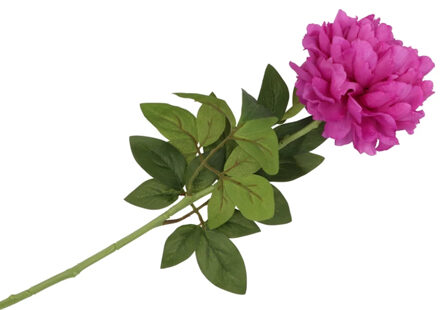 DK Design Kunstbloem pioenroos - paars - zijde - 71 cm - kunststof steel - decoratie bloemen - Kunstbloemen