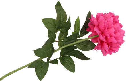 DK Design Kunstbloem pioenroos - roze - zijde - 71 cm - kunststof steel - decoratie bloemen - Kunstbloemen