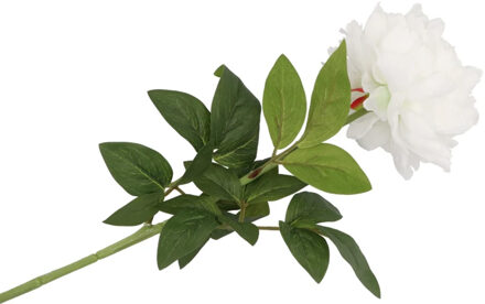 DK Design Kunstbloem pioenroos - wit - zijde - 71 cm - kunststof steel - decoratie bloemen