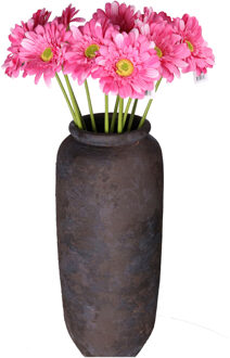 DK Design Kunstbloemen boeket Gerbera - 10x - 72 cm - fuchsia - Real Touch - kunst zijdebloemen