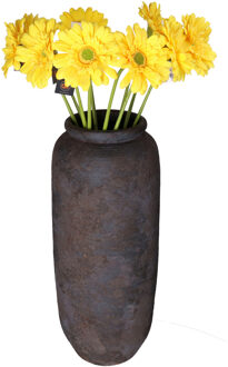 DK Design Kunstbloemen boeket Gerbera - 10x - 72 cm - geel - Real Touch - kunst zijdebloemen