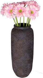 DK Design Kunstbloemen boeket Gerbera - 10x - 72 cm - lichtroze - Real Touch - kunst zijdebloemen