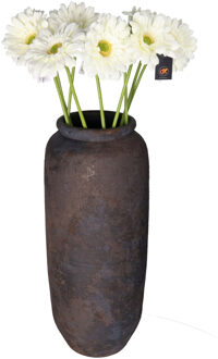 DK Design Kunstbloemen boeket Gerbera - 10x - 72 cm - wit - Real Touch - kunst zijdebloemen