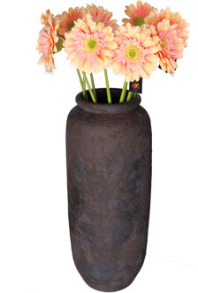 DK Design Kunstbloemen boeket Gerbera - 10x - 72 cm - zalmkleurig - Real Touch - kunst zijdebloemen