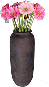 DK Design Kunstbloemen boeket Gerbera - 5x - 72 cm - lichtroze/roze - real touch - kunst zijdebloem